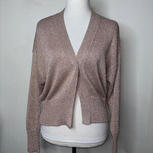 Marella Monochrome Blush Metallic Knit V-neck Cardigan Size M/L One Button Snap